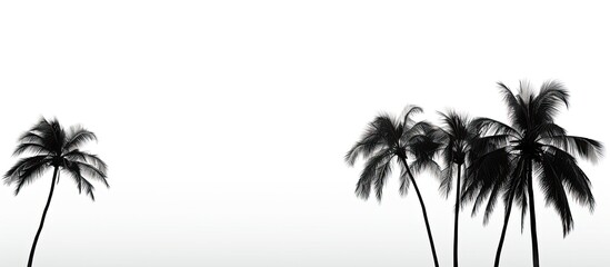 Leinwandbilder - A silhouette of a palm tree is seen on a white background creating a visually appealing image with plenty of room for additional content