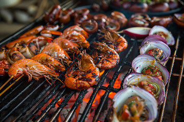 Grilled seafood fiesta with fresh catches and exotic marinades