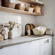 © Pixel Prophet - Scandinavian-inspired laundry room with sleek design isolated on white background, professional photography, png