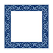 Vector decorative pattern in navy Blue and White design with frame or border. Baroque picture framework