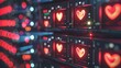 A network server emitting light in the shape of heart icons, illustrating the role of technology in maintaining relationships