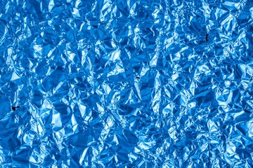 Canvas Print - crumpled sheet metal painted blue. background or texture