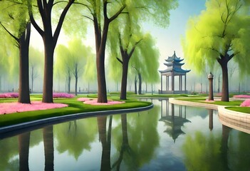 Wall Mural - morning in the park