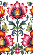 Indian motif Mughal flower, ornament symmetrical along two axes Palekh style, Russian style single butta