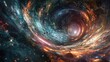 A spiral galaxy with a black hole in the center