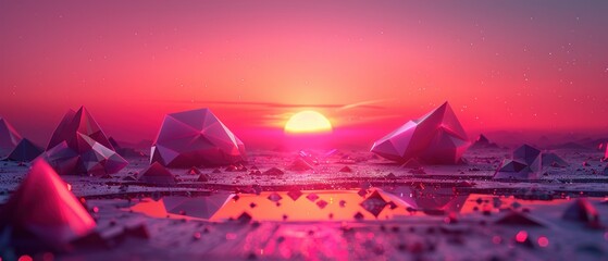 A sunset with a large sun in the sky