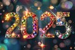 2025 gemstone numbers, new year diamond greeting card, gem celebrate banner, vip crystal eve poster