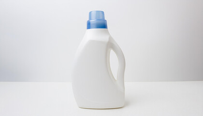 Mock-up of plastic detergent bottle on white background.