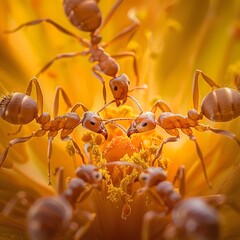 Wall Mural - Intricate Communication of Ants Pheromone Driven Coordination in a Thriving Colony