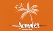 summer holiday poster， summer beach background with palm trees in orange tone