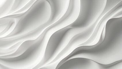 Wall Mural - 3D white wavy abstract background, modern smooth waves pattern flowing, curvy motion swirl design for presentation