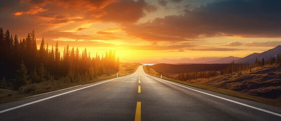 Poster - Journey to Sunset: Open Road Adventures