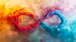 Abstract colorful paint swirls in water
