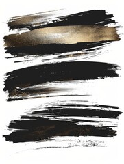 Poster - A collection of varied black and gold brush strokes creating a dynamic and textured composition