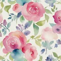 Wall Mural - seamless floral pattern watercolor for graphic resource or backdrop, wallpaper