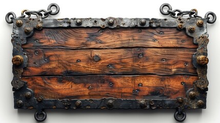 Wooden Chest With Metal Chains