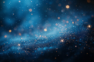 Poster - An abstract painting where a dark blue fades into black, dotted with small white stars like a quiet night,