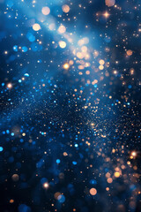 Poster - A deep blue to black gradient background with shimmering stars, creating a serene night sky atmosphere,