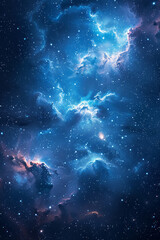 Poster - A poster for a space-themed event, featuring a starry night sky gradient from deep blue to dark black,