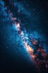 Poster - A poster for a space-themed event, featuring a starry night sky gradient from deep blue to dark black,