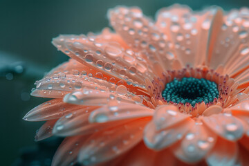 Leinwandbilder - Macro photography of a flower with petals gradually changing color from pastel pink to light green,