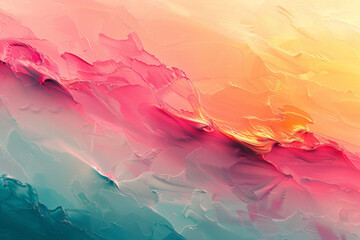 Aufkleber - Graphic design of a modern abstract painting with a bold gradient from pastel pink to light green,