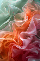Poster - Graphic design of an abstract wave pattern with a smooth transition from pastel pink to light green,