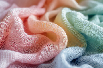 Poster - Soft textile design for a baby blanket with a comforting gradient from pastel pink to light green,
