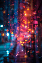 Aufkleber - Poster design for a technology event featuring a vibrant gradient and dynamic digital connections,