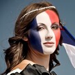 dessin d'une Marianne moderne avec les peintures du drapeau français bleu blanc et rouge en dessin ia