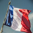 drapeau français bleu, blanc, rouge et flottant au vent en ia