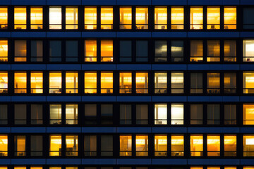 Sticker - Illuminated Office Building Windows at Night