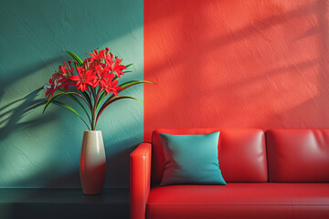 Aufkleber - Contemporary wallpaper design that fades from a tranquil blue to an exciting red, enhancing the room's atmosphere.