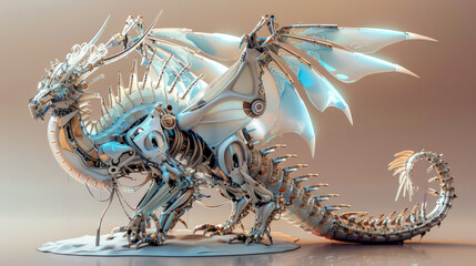 Wall Mural - dragon sculptur, with free background