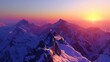 Twilight and sunset over high mountains, 4K, ultrarealistic, high definition