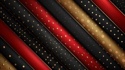 Various colored and black fabric pieces with red accents scattered on a surface