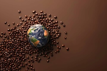 coffee beans on the background with earth