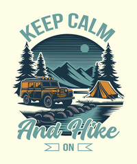 Wall Mural - Hiking car Outdoor T-Shirt Design, Hiking tee vector Design