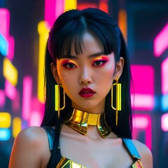 Poster - 
Asian model in cyber punk style 4