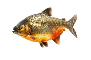 Wall Mural - Colorful Amazonian Piranha Isolated on White Background for Fish Enthusiasts