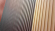 wooden slats. large samples of wood boards, different colors, glazes, textures from various trees to choose in close up view. ash, oak and walnut wooden slats panel samples for selection.