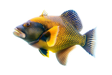 Wall Mural - Vibrant Indian Ocean Triggerfish Isolated on White Background for Marine Enthusiasts