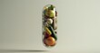 Nutritional supplement and vitamin supplements as a capsule with fruit vegetables nuts and beans inside a nutrient pill. Medicine health concept.