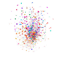 Cute Confetti Cloud colored powder exploding in a cloud of whimsy on a white backdrop.