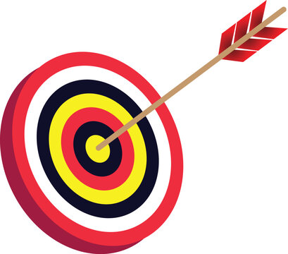 Target with arrow icon set. Archery target with arrow. Archery target with arrow isolated on transparent background. Bullseye concept vector illustration. 
