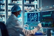 Precision medicine lab with AI, customizing healthcare to each genetic uniqueness 