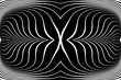 Abstract Wavy Lines Symmetrical Pattern. 3D Illusion Effect. Black and White Textured Background.