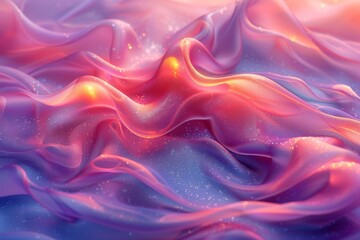 Wall Mural - vibrant abstract image of pink and blue waves with a glitter effect, depicting movement and fluidity