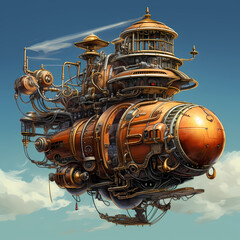 Sticker - A steampunk-inspired dirigible.