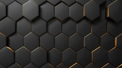 Wall Mural -   A gold stripe runs through the center of a black-and-gold hexagonal pattern